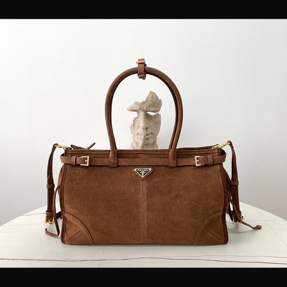 Prada Handbags - Brown Prada Suede Designer Handbag